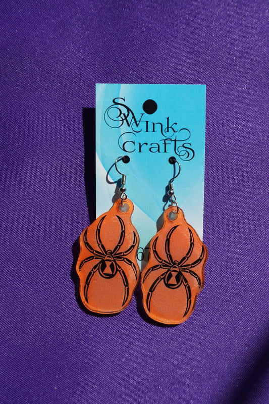 Orange Spider Earrings